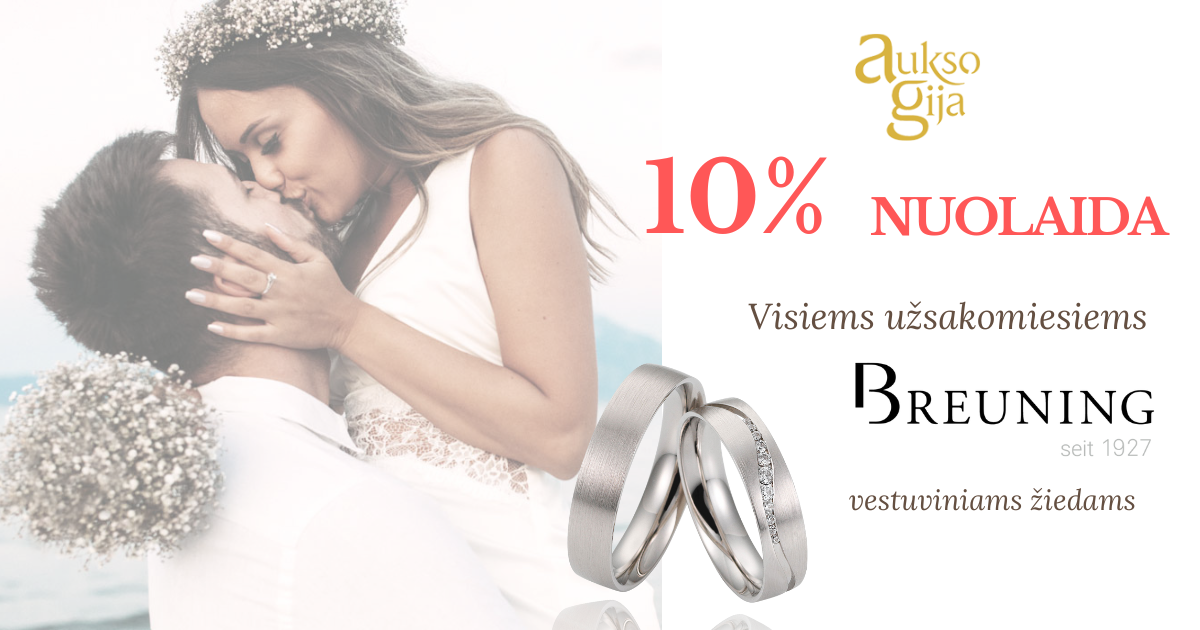 Breuning -10% nuolaida vestuviniams žiedams